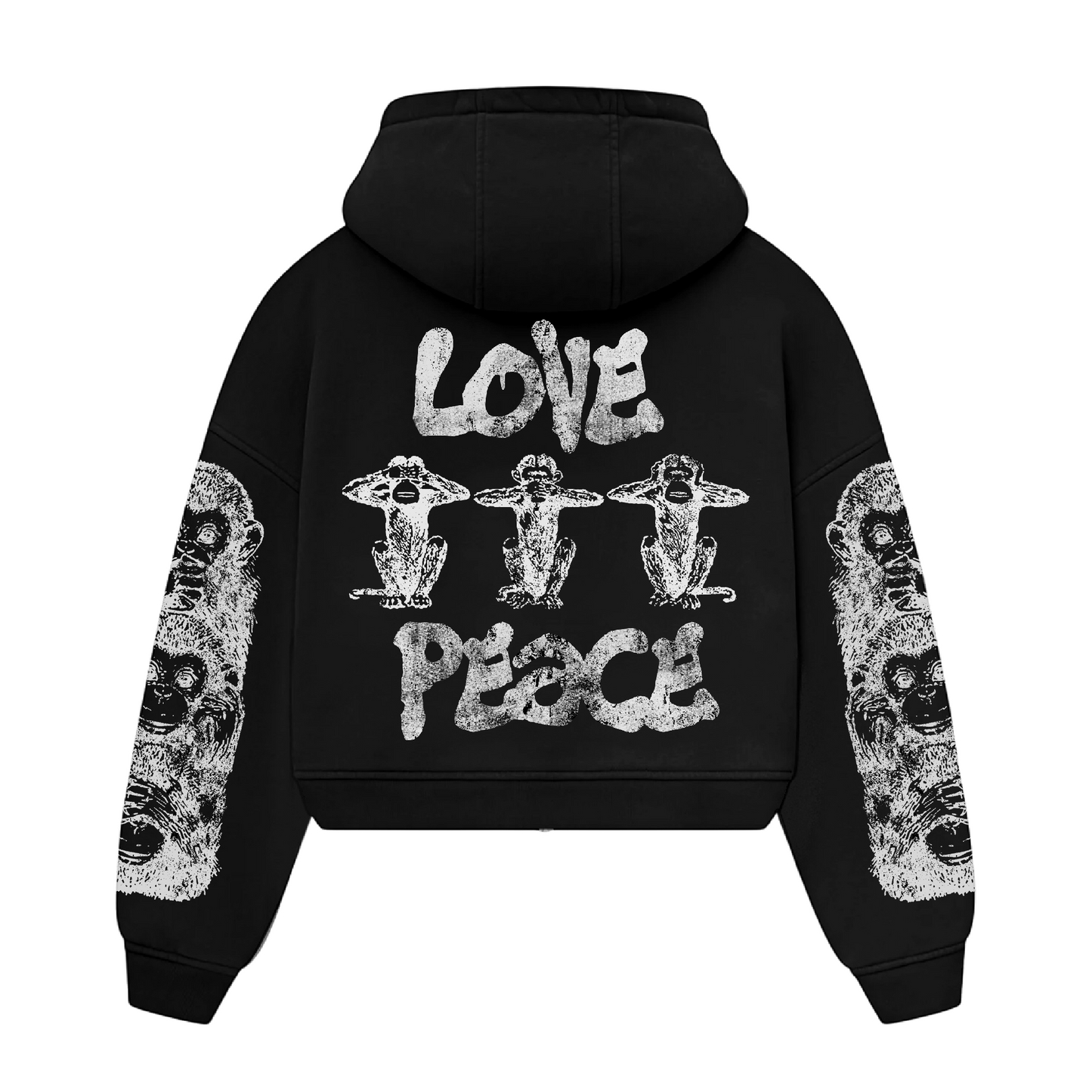 WaBi Crop Cut Zip Hoodie (Black)