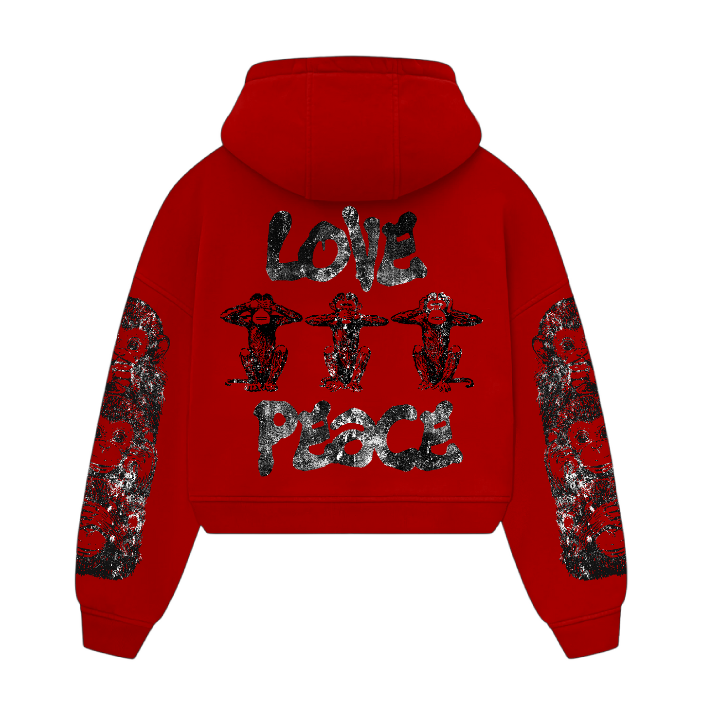 WaBi Crop Cut Zip Hoodie (Red)